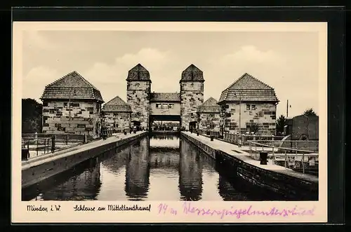 AK Minden i. W., Schleuse am Mittellandkanal