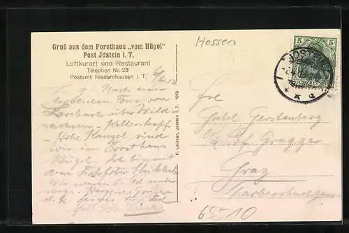 AK Idstein i. T., Forsthaus vom Hügel, Restaurant