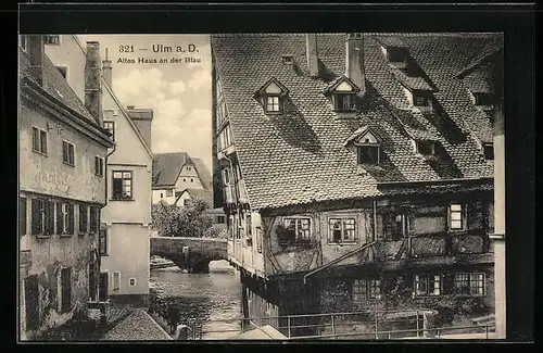 AK Ulm a. D., Altes Haus an der Blau