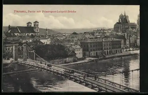 AK Passau, Partie mit Prinzregent-Luitpold-Brücke