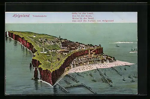 AK Helgoland, Totale aus der Luft gesehen