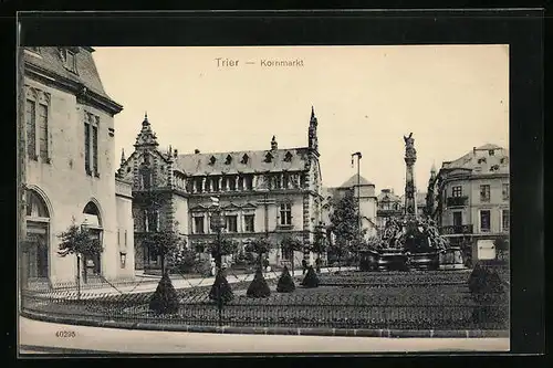 AK Trier, Kornmarkt mit Denkmal