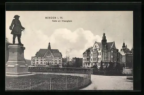 AK Minden i. W., Partie am Weserglacis