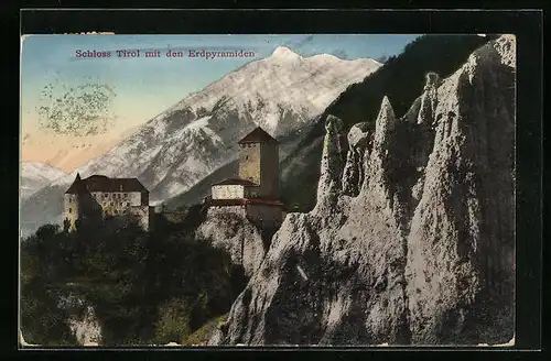 AK Bozen, Schloss Tirol mit den Erdpyramiden