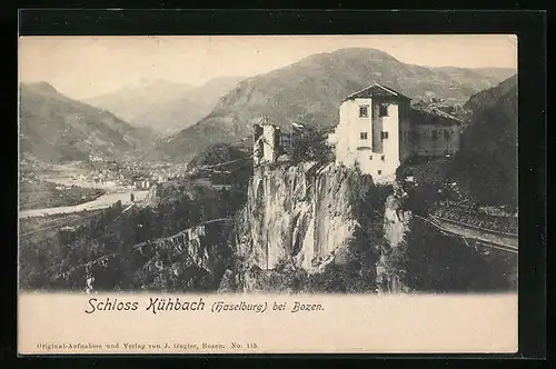 AK Bozen, am Schloss Kühbach mit Talpanorama
