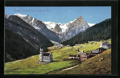 AK Trafoi, Blick zur Kirche am Ortler