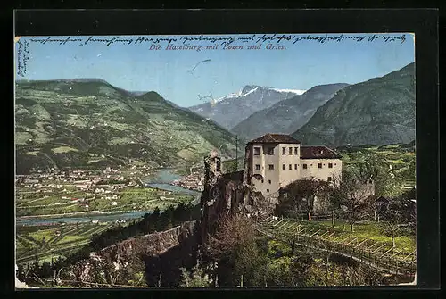 AK Bozen - Gries, an der Haselburg mit Talblick auf die Stadt