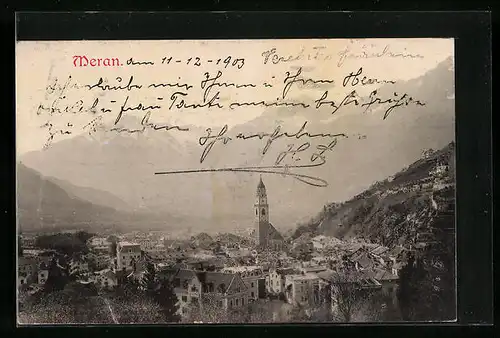 AK Meran, Stadttotale mit der Kirche