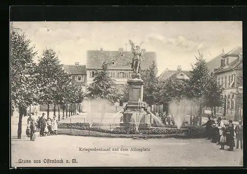 AK Offenbach a. M., Kriegerdenkmal auf dem Aliceplatz