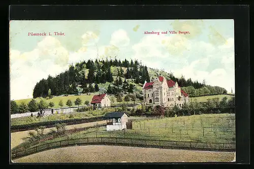 AK Pössneck i. Thür., Altenburg und Villa Berger