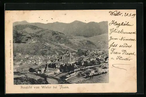 AK Weiler bei Thann, Teilansicht mit Kirche