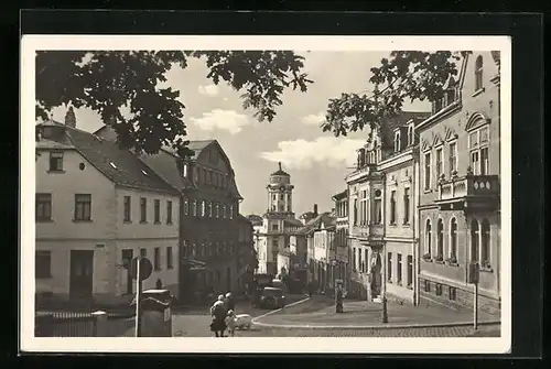 AK Zeulenroda, Strasse Kirchgasse mit Passanten