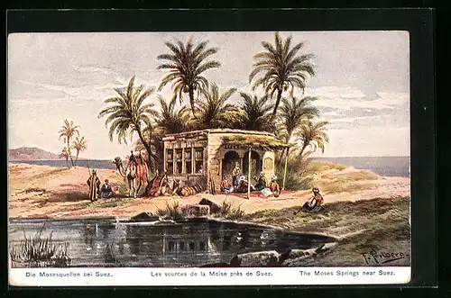 Künstler-AK Friedrich Perlberg: Suez, les sources de la Moise