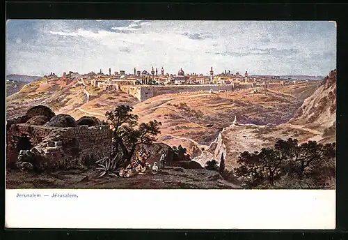 Künstler-AK Friedrich Perlberg: Jerusalem, Totale der Stadt