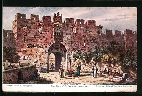 Künstler-AK Friedrich Perlberg: Jerusalem, Porte de Saint-Etienne