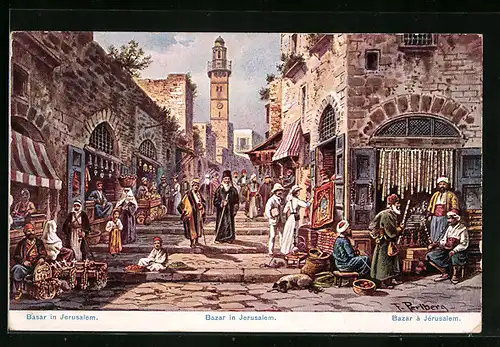 Künstler-AK Friedrich Perlberg: Jerusalem, Bazar