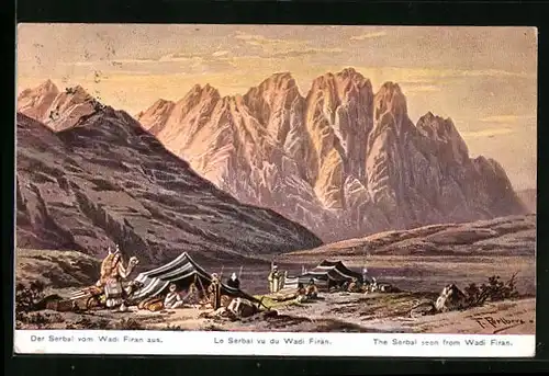 Künstler-AK Friedrich Perlberg: Le Serbal vu du Wadi Firan