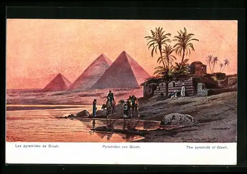 Künstler-AK Friedrich Perlberg: Pyramiden von Gizeh