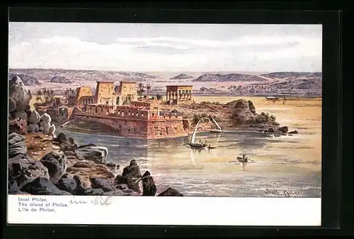 Künstler-AK Friedrich Perlberg: l'Ile de Philae