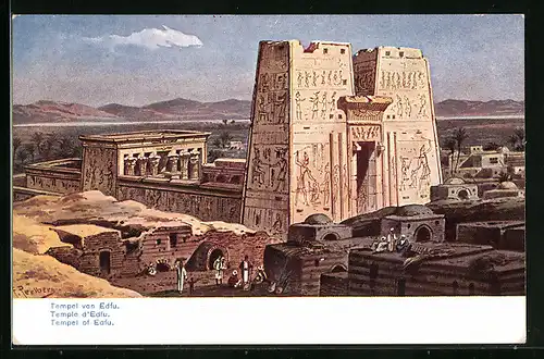 Künstler-AK Friedrich Perlberg: Temple d'Edfu