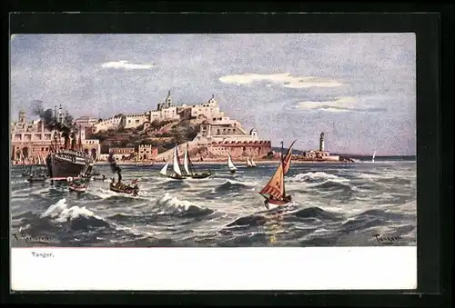 Künstler-AK Friedrich Perlberg: Tanger, Panorama