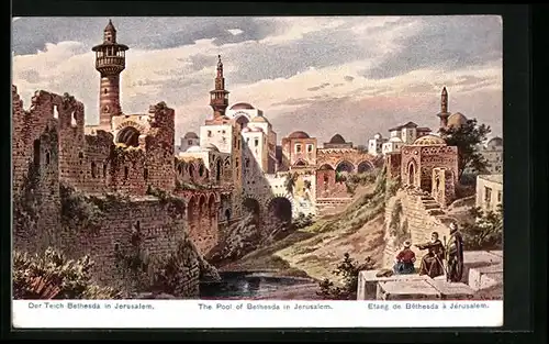 Künstler-AK Friedrich Perlberg: Jerusalem, Etang de Béthesda