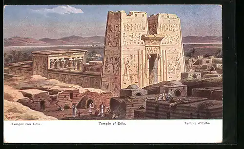 Künstler-AK Friedrich Perlberg: Temple d'Edfu