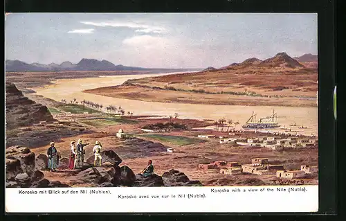 Künstler-AK Friedrich Perlberg: Korosko avec vue sur le Nil