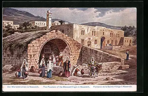 Künstler-AK Friedrich Perlberg: Nazareth, Fontaine de la Sainte Vierge