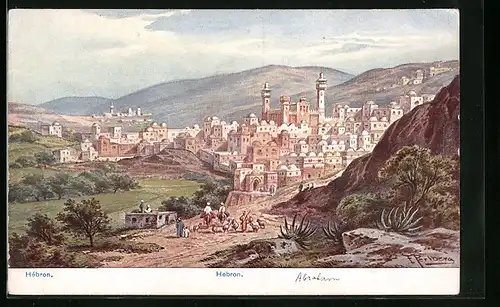 Künstler-AK Friedrich Perlberg: Hebron, Vue générale