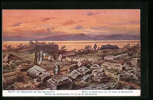 Künstler-AK Friedrich Perlberg: Ruines de Capharnaüm sur le lac de Geénézareth