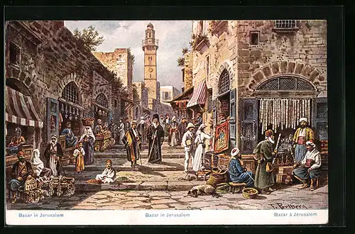 Künstler-AK Friedrich Perlberg: Jerusalem, Bazar