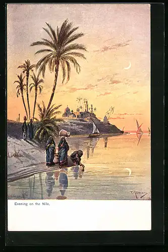 Künstler-AK Friedrich Perlberg: Evening on the Nile
