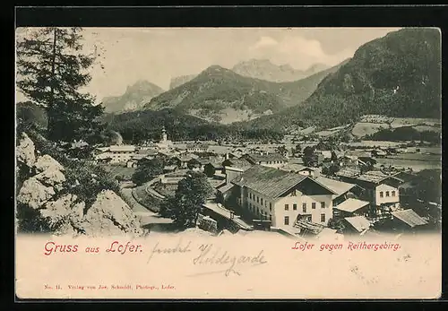 AK Lofer, Teilansicht gegen Reithergebirge