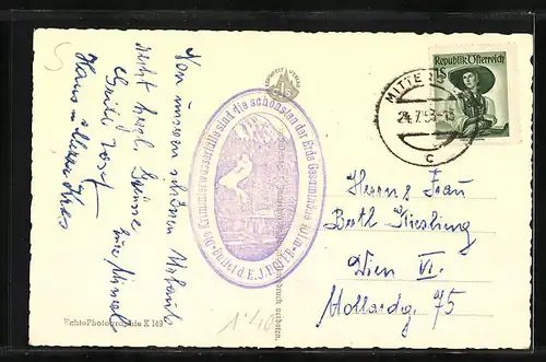 AK Krimml, Ortspartie mit Kirche und Bäumen