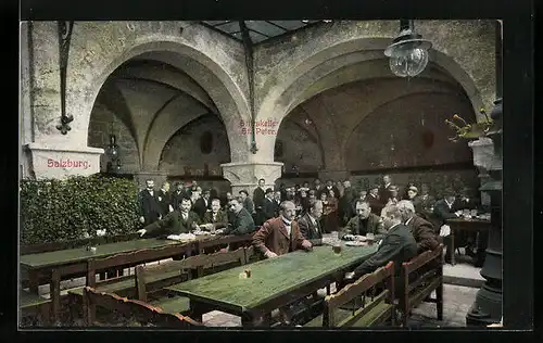 AK Salzburg, Gasthaus Stiftskeller St. Peter, Innenansicht