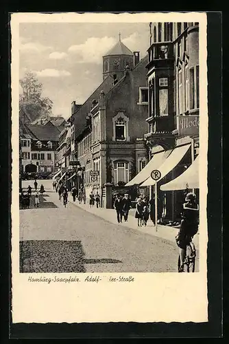 AK Homburg / Saarpfalz, Strasse mit Hotel und Geschäften