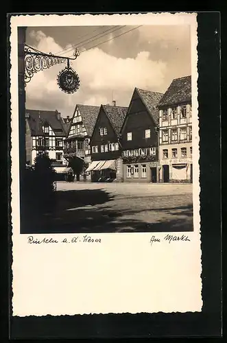 AK Rinteln a.d . Weser, Am Markt mit Gasthaus