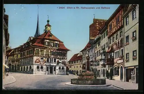 AK Stein a. Rh., Rathausplatz und Rathaus
