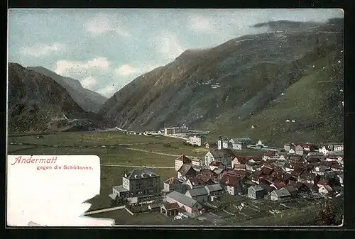 AK Andermatt, Ortsansicht gegen die Schöllenen