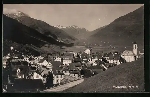 AK Andermatt, Teilansicht mit Umgebung