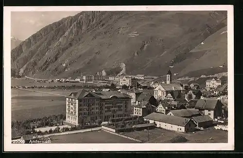 AK Andermatt, Teilansicht mit Berghang