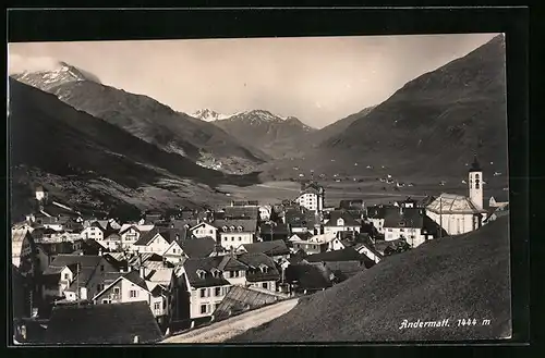 AK Andermatt, Teilansicht mit Fernblick