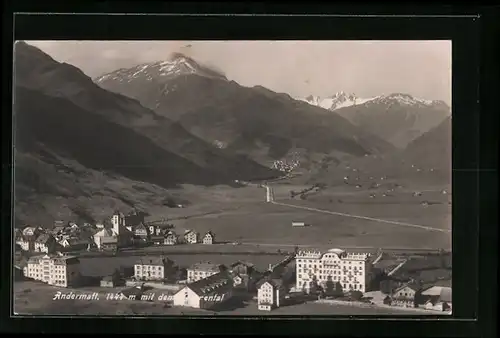 AK Andermatt, Ortsansicht mit Urserental