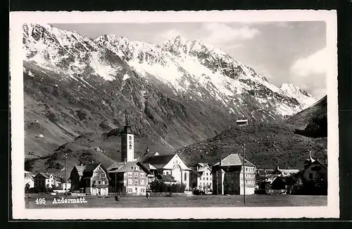 AK Andermatt, Panorama gegen Bergkette