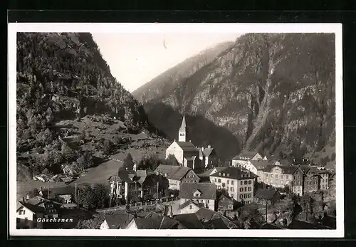 AK Göschenen, Ortsansicht aus der Vogelschau
