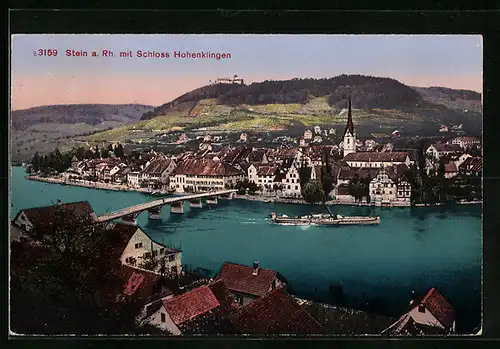 AK Stein a. Rh., Ortsansicht mit Brücke und Schloss Hohenklingen