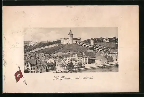 AK Schaffhausen, Ortsansicht mit dem Munot