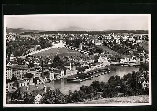 AK Schaffhausen, Ortsansicht aus der Vogelschau