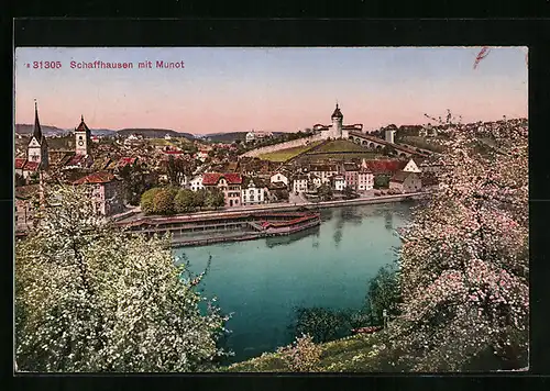 AK Schaffhausen, Blick auf die Stadt mit Munot